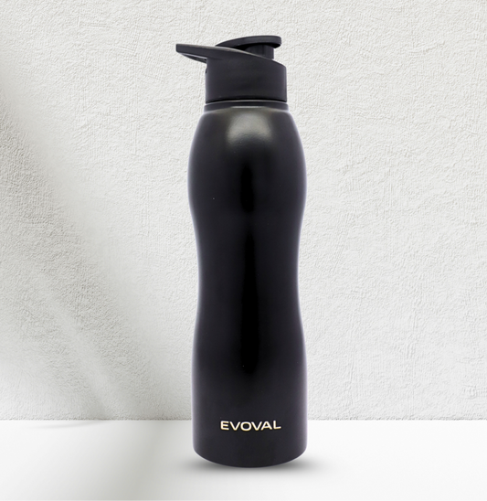 EVOVAL FLOW 1000ml Water Bottle | Single Wall Stainless Steel | Sip & Go Cap | Lightweight & Leak-Proof for Home, Office, Gym, Travel